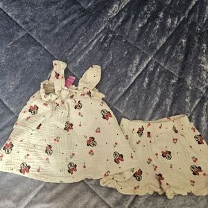 Disney Junior Minnie Mouse Print 2 Piece Shorts Tank Set 2T